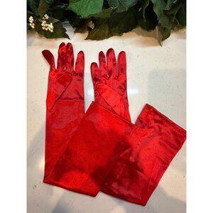Long Red Satin Opera Gloves Womens Evening Wear